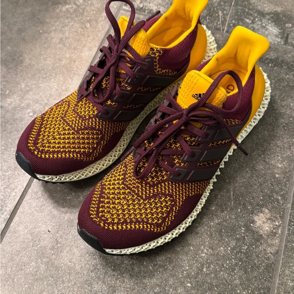 Adidas Burgundy and Gold Running Shoes - Picture 5 of 9